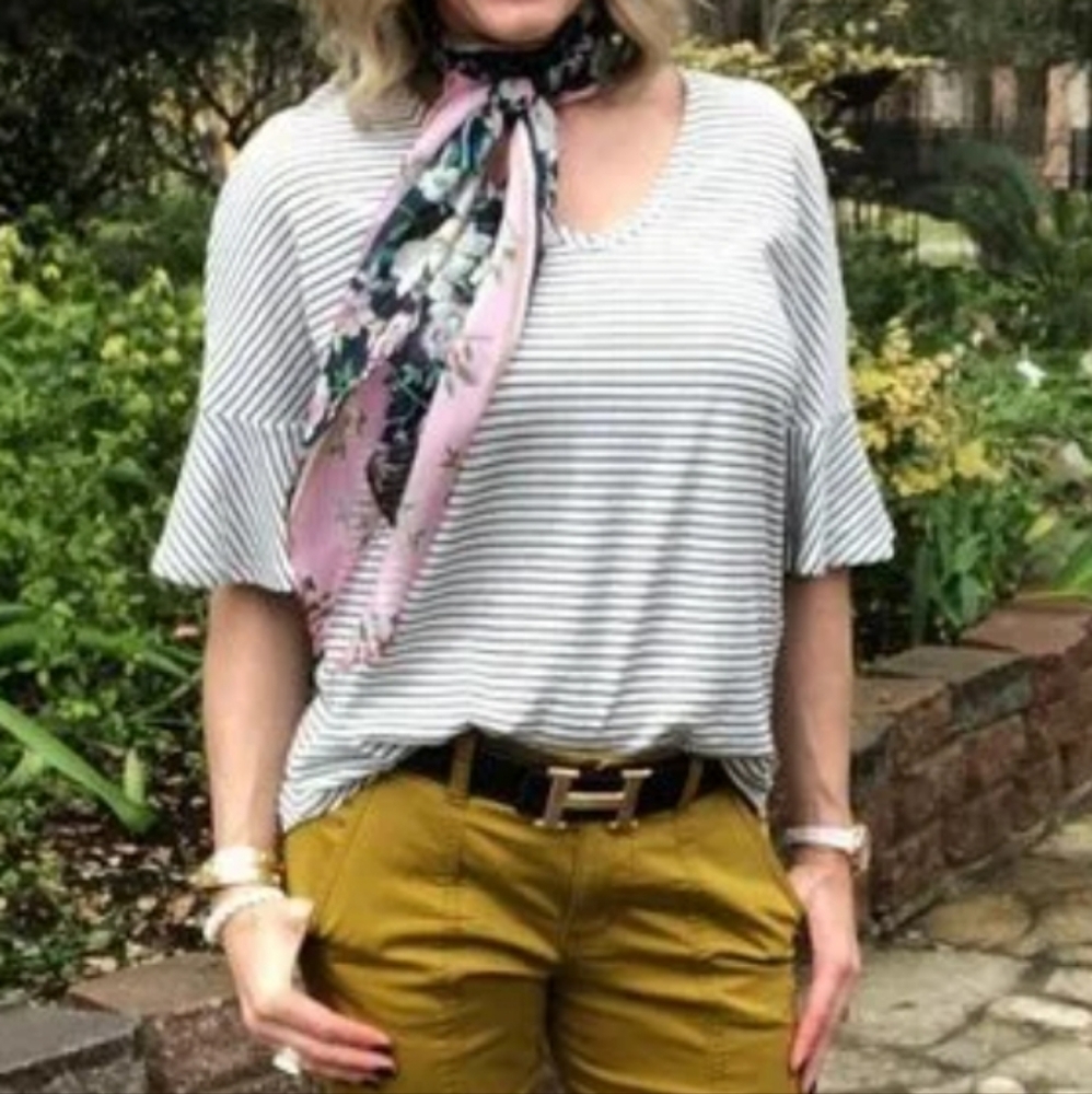 Cabi Black and White Striped Women's Top
